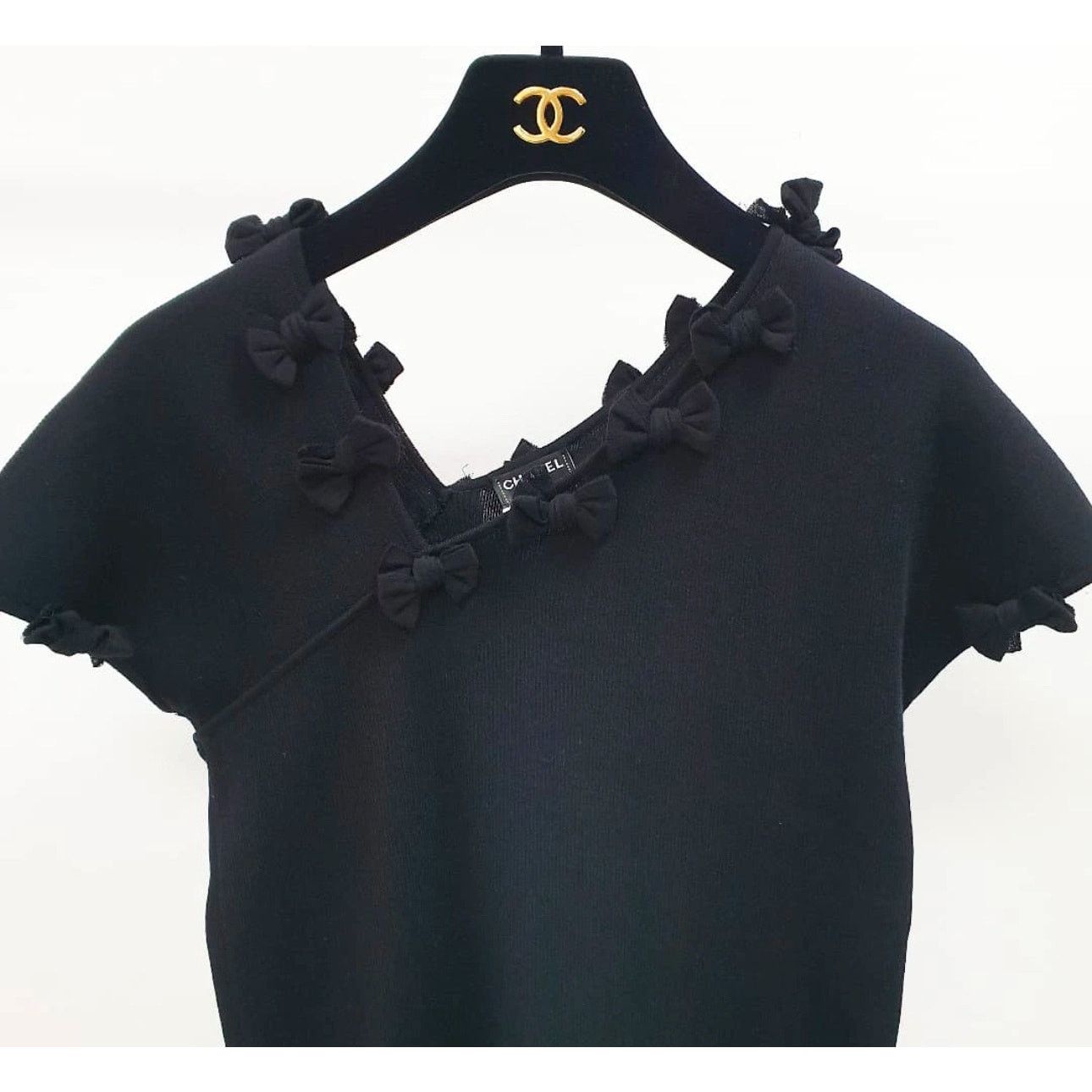 Chanel CHANEL Black Bows CC Logo Sweater Top Knit Sz.40 Size M / US 6-8 / IT 42-44 - 7 Thumbnail