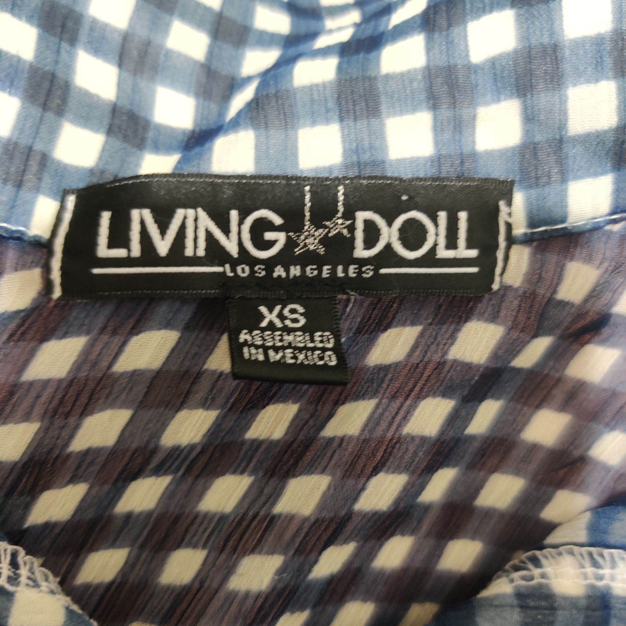 Other Living Doll Womens Shirt Sheer Checkered Button Up Preppy Ch Size XS / US 0-2 / IT 36-38 - 6 Thumbnail