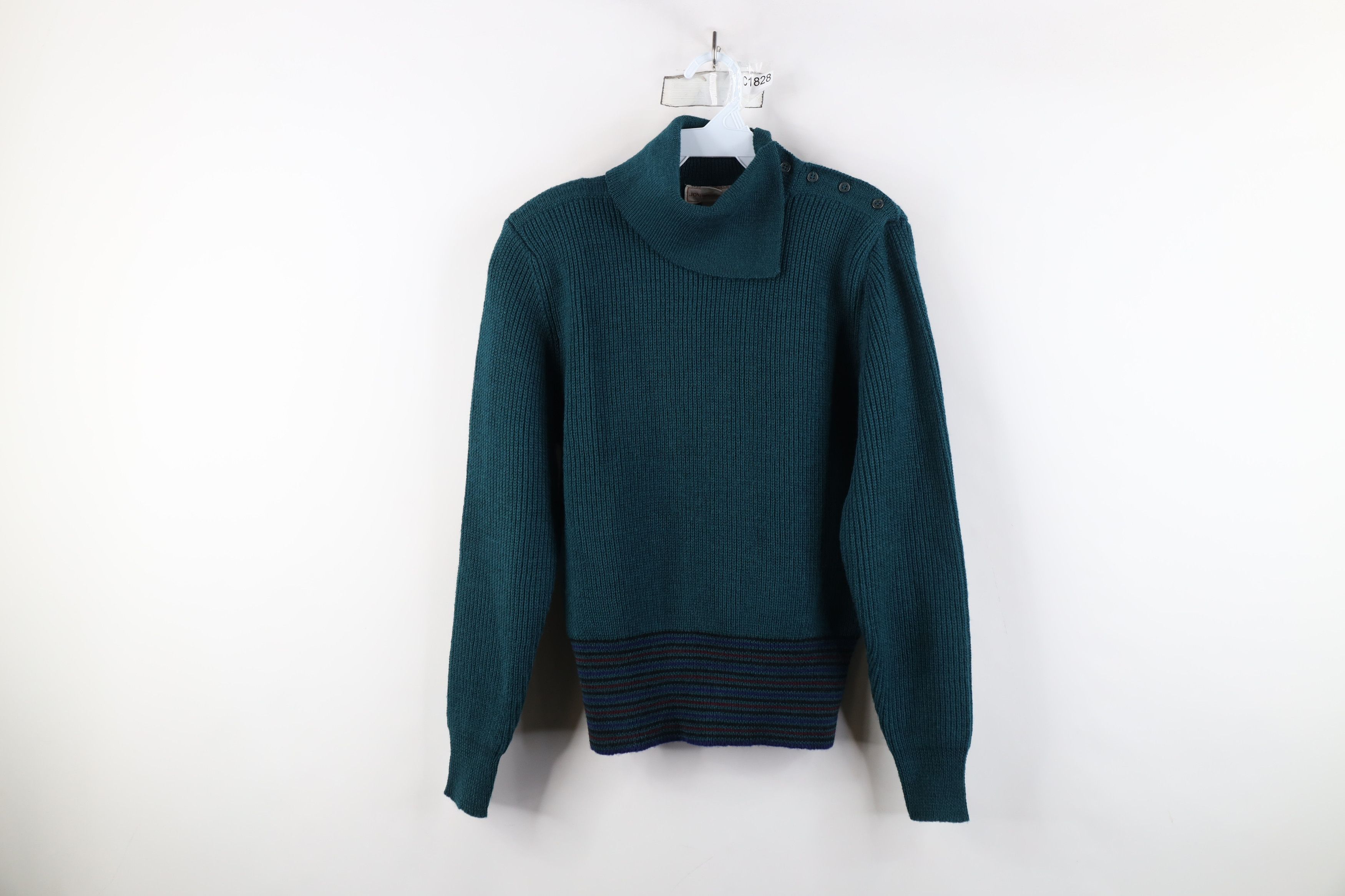 Vintage Vintage 80s 90s Mid Mod Wool Ribbed Knit Turtleneck Sweater Size M / US 6-8 / IT 42-44 - 1 Thumbnail