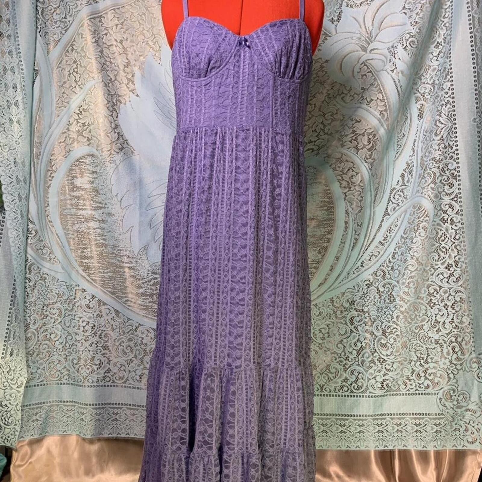Other Vintage Betsy Johnson tiered purple lace maxi dress! Size XL / US 12-14 / IT 48-50 - 1 Thumbnail