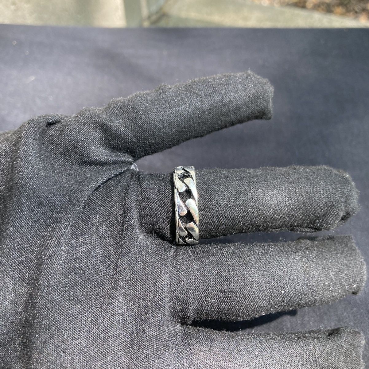 Jewelry Solid Stainless Steel Ring Cuban Link Ring Size 9 Size ONE SIZE - 6 Thumbnail