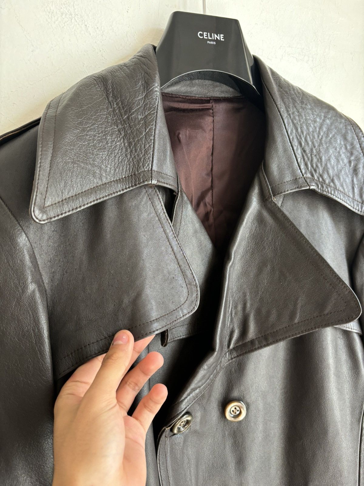 Vintage Vintage 70s Leather Western Double Breasted Trench Coat Size US M / EU 48-50 / 2 - 5 Thumbnail