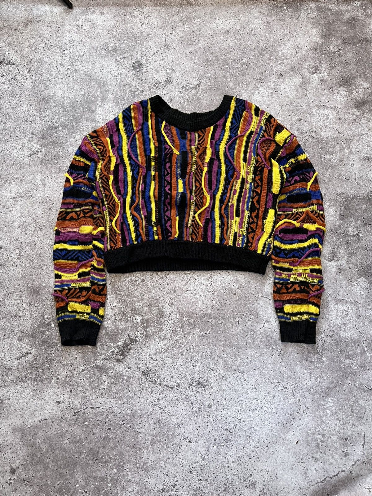 Other Vintage Coogi Style Cropped Sweater Geometric Knit Pattern Size US M / EU 48-50 / 2 - 1 Thumbnail