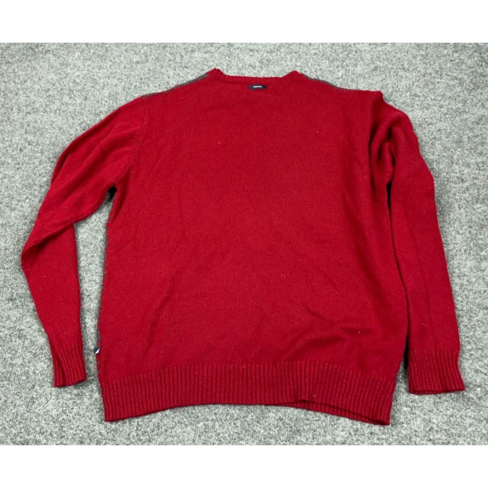 Nautica VINTAGE Nautica Geometric Sweater Men Adult Large Red Gray Wool Lightweight Knit Pullover Crew Neck Long Sleeve 90s Classic Dad Hipster Retro Size US L / EU 52-54 / 3 - 2 Thumbnail