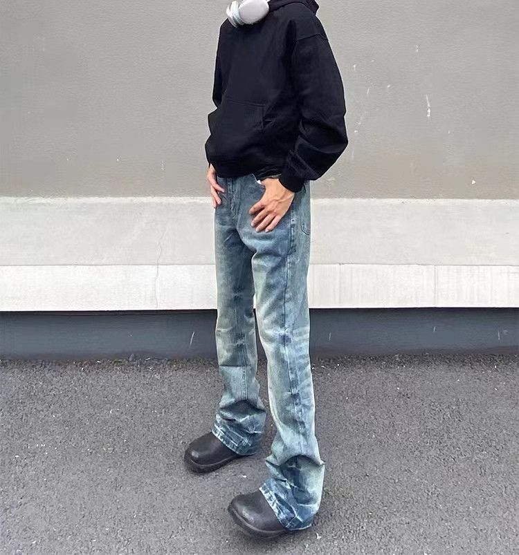Japanese Brand × Jean High Street Aged Washed Straight Leg Micro Flare Jeans Size US 31 - 4 Thumbnail