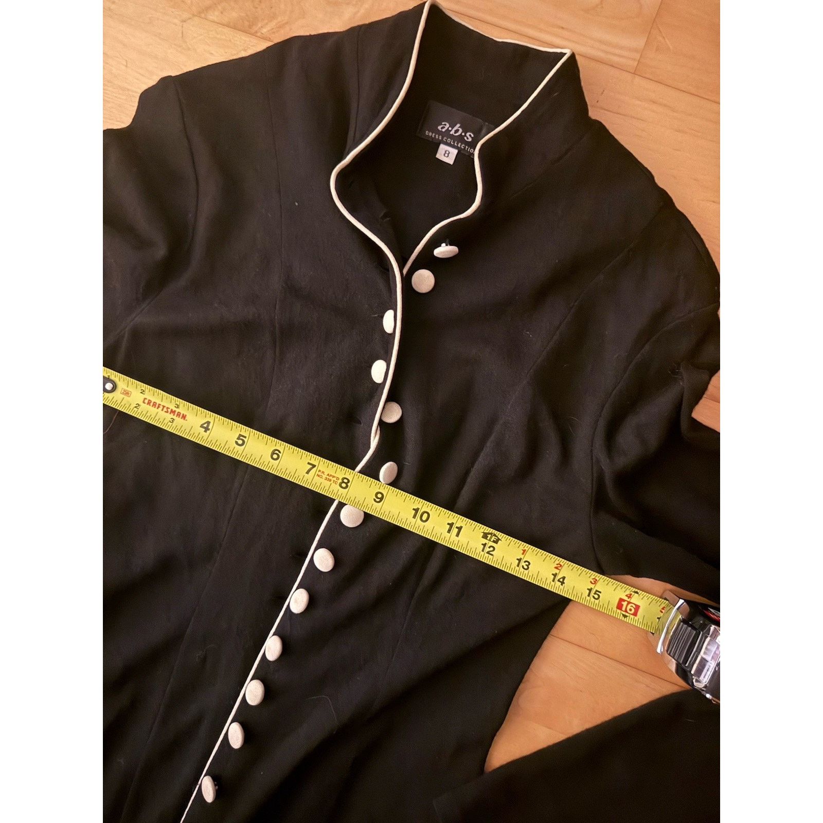 Vintage VTG ABS wool manderian collar white buttons maxi Long Sleeve Size M / US 6-8 / IT 42-44 - 4 Thumbnail