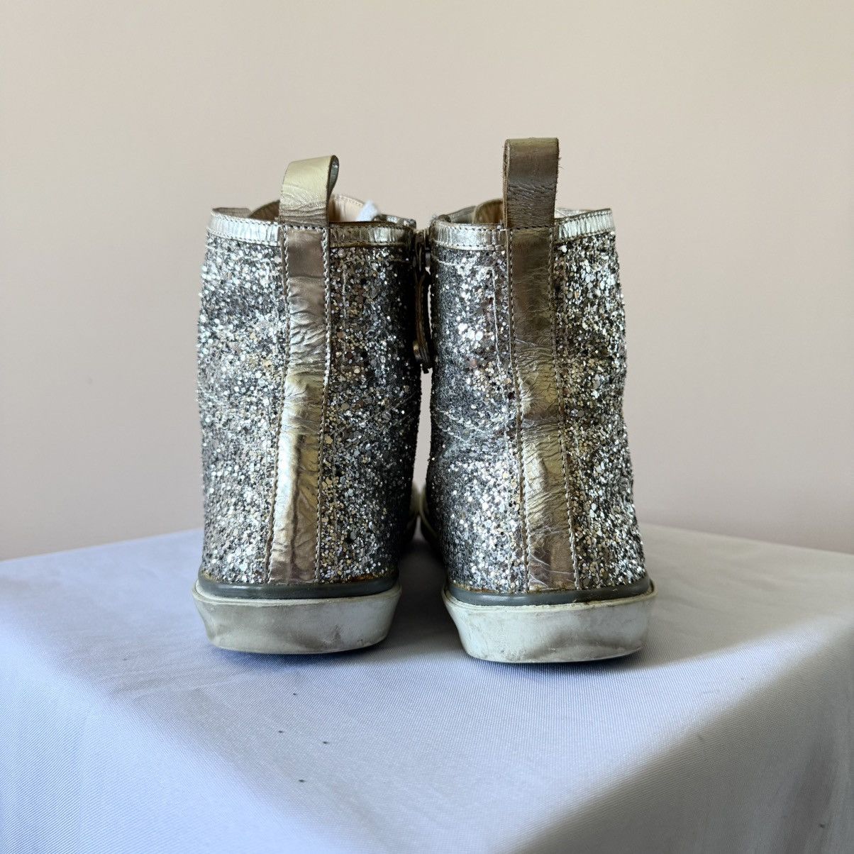 Jimmy Choo Jimmy Choo Silver Glitter High Top Sneakers Shoes Size US 7.5 / IT 37.5 - 9 Thumbnail