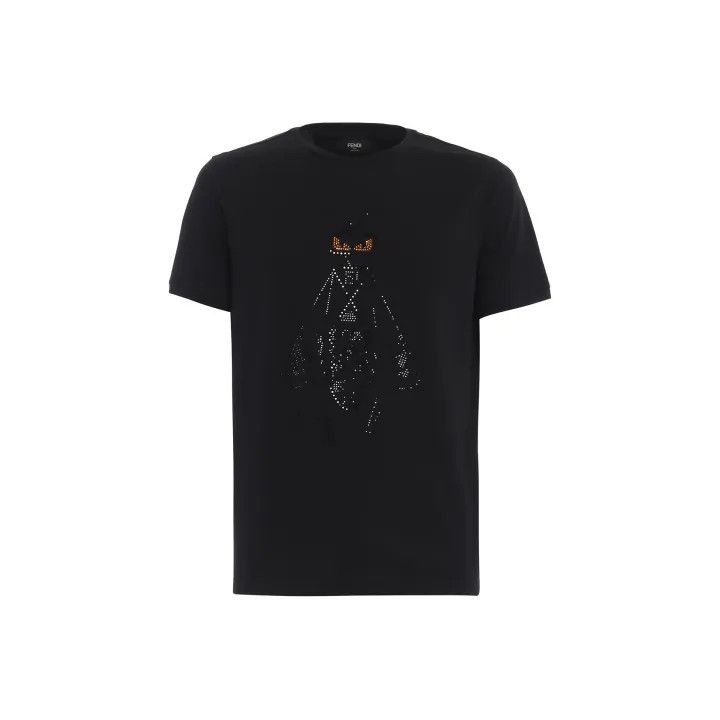 Fendi Fendi Black Rhinestone Pattern Short Sleeve T-Shirt 0079 Size US L / EU 52-54 / 3 - 1 Thumbnail