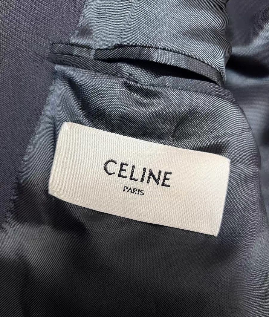 Celine celine black, peaked-lapel, double-breasted wool blazer, Size 48R - 5 Thumbnail