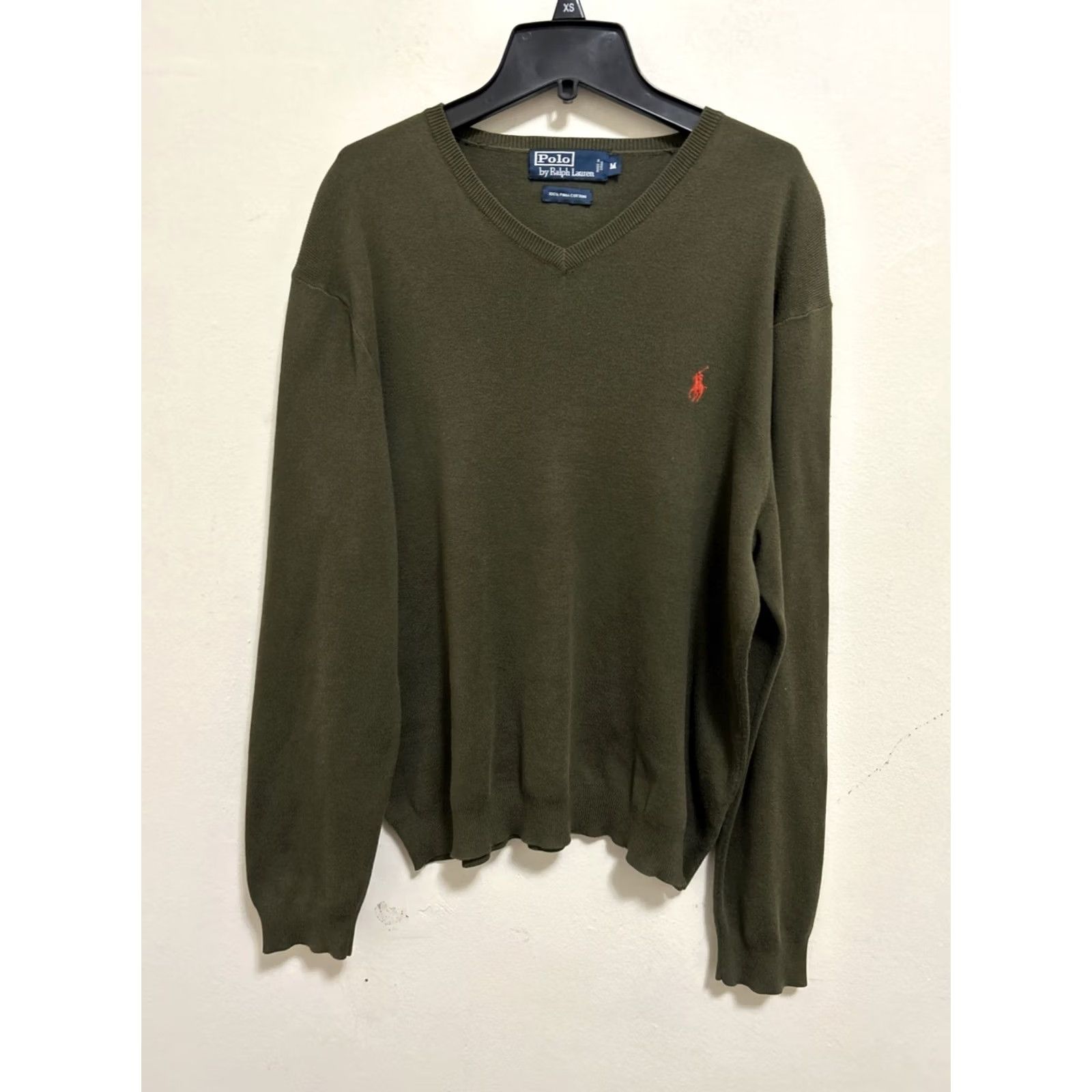 Polo Ralph Lauren Polo Ralph Lauren Sweater Mens XL Green V-Neck Pullover Knit 100% Cotton Logo Regular Fit Size US XL / EU 56 / 4 - 2 Thumbnail