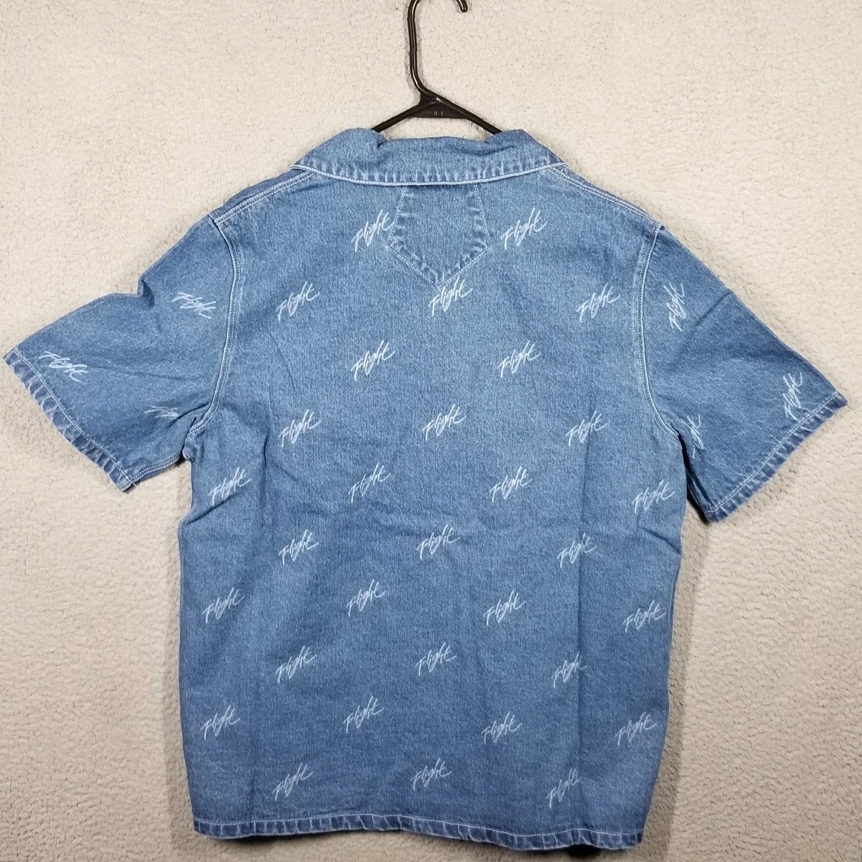 Nike VINTAGE Nike Jordan Women's Button-Up Shirt Medium Denim Short Sleeve Collared Cotton 90s Woven Top Womens Size M / US 6-8 / IT 42-44 - 2 Thumbnail