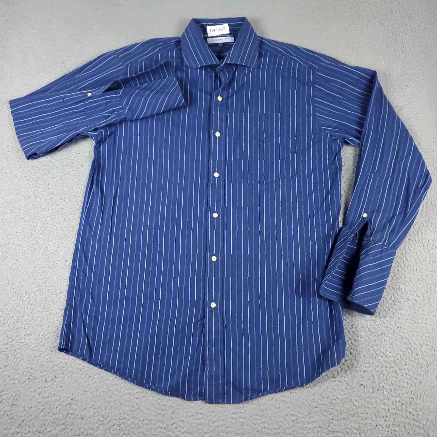 Tommy Hilfiger Tommy Hilfiger Shirt Mens Medium Blue Stripe French Cuff Button-Up Long Sleeve Cotton Size US M / EU 48-50 / 2 - 2 Thumbnail