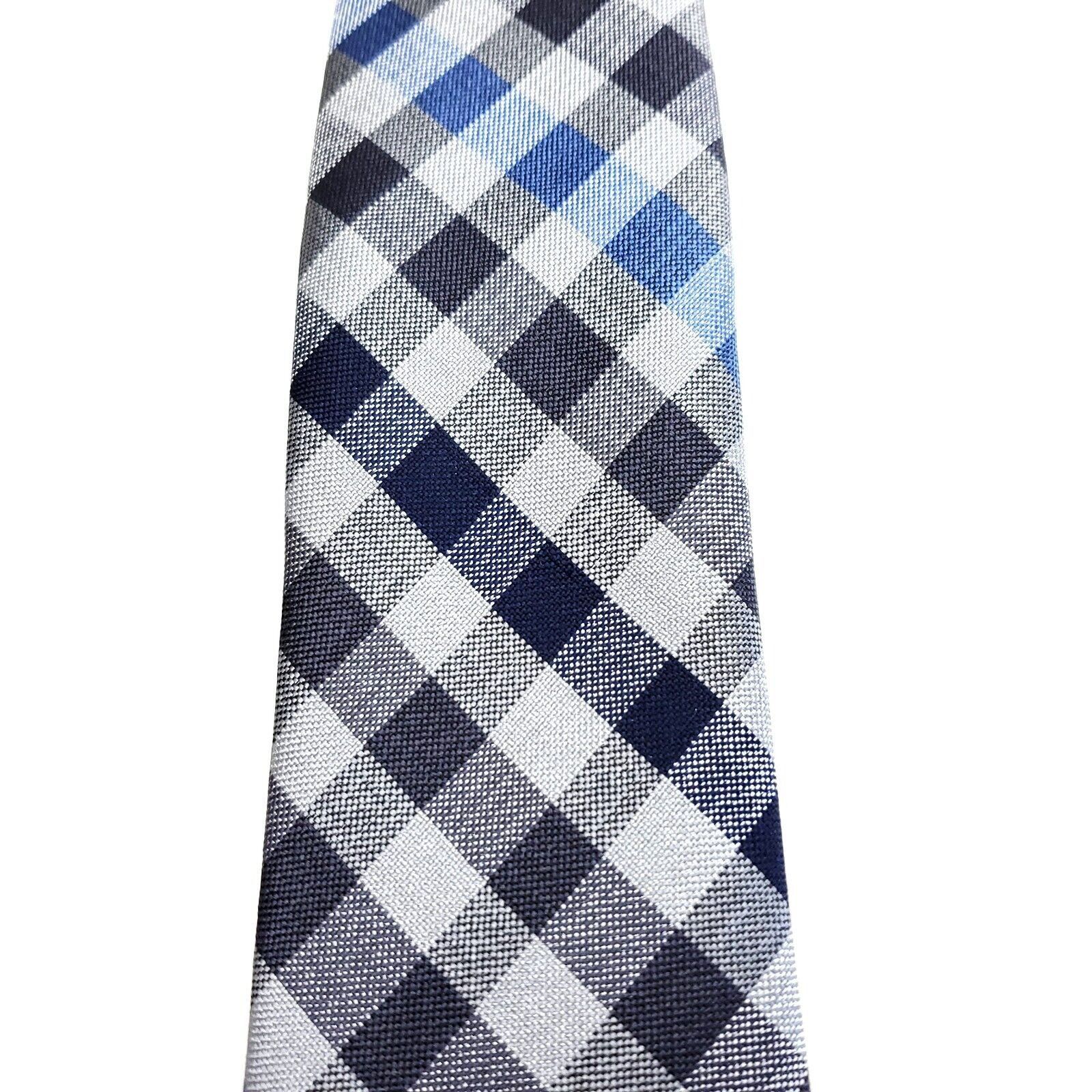 Haggar Haggar Blue Gray Silk Tie Woven Check Size ONE SIZE - 2 Thumbnail