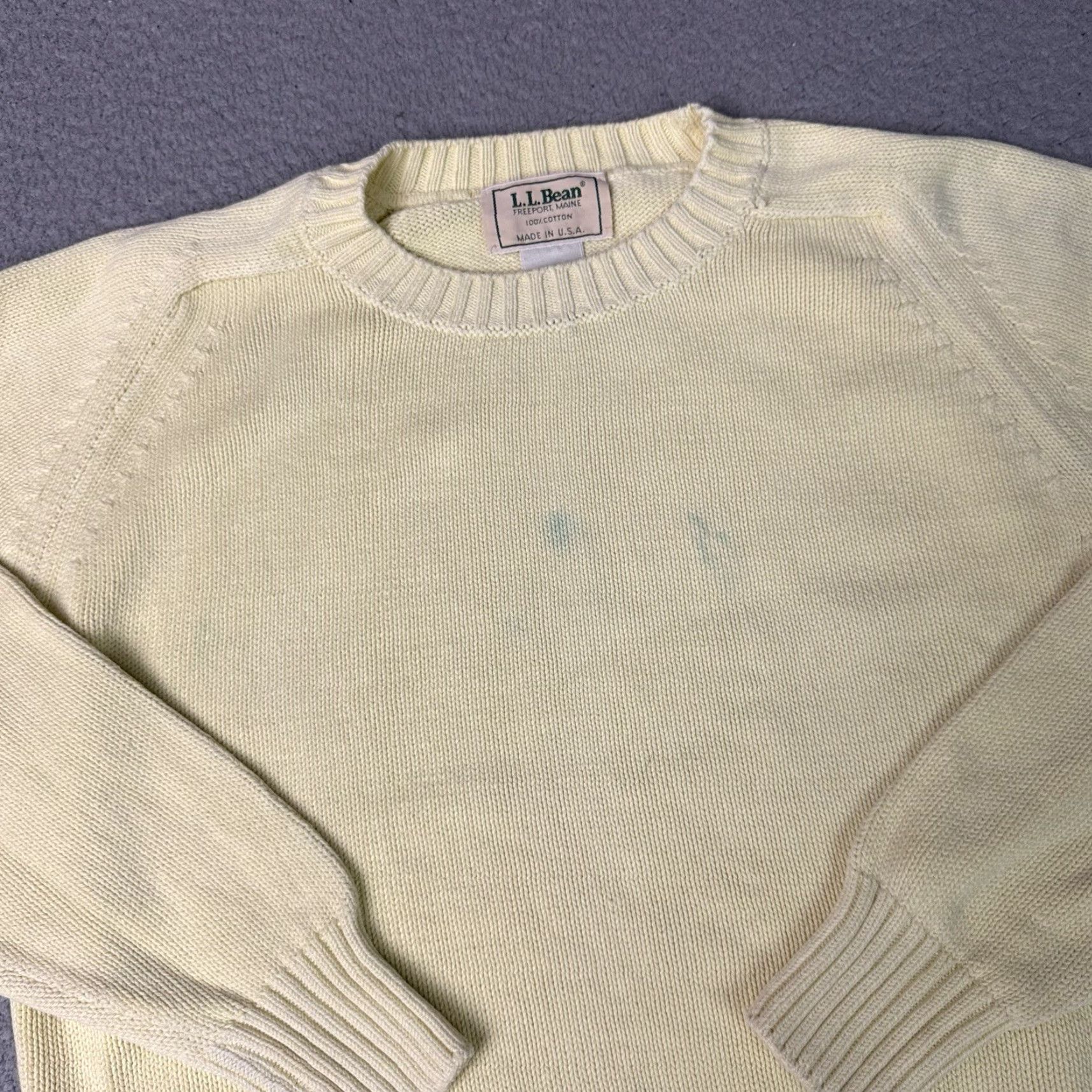 Vintage VINTAGE L.L. Bean Sweater Womens Large Yellow Pullover Tight Knit Cotton Fisherman Crew Neck Cable Knit 80s 90s Womens Size L / US 10 / IT 46 - 2 Thumbnail