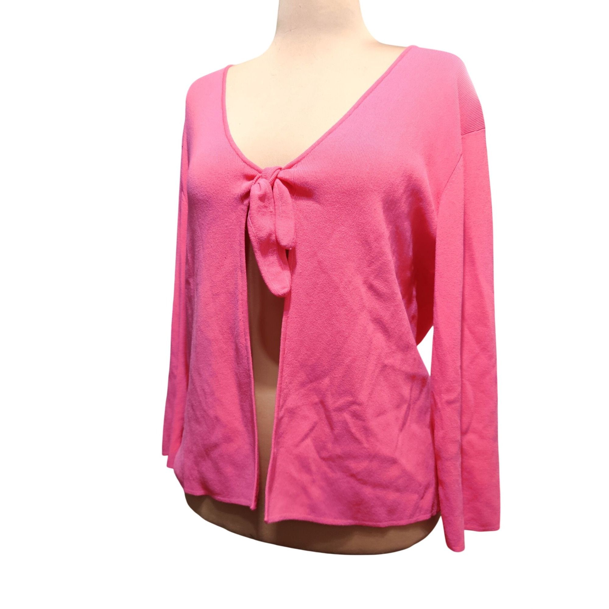 Other Womens XL Pink Tie Front Cardigan Lightweight Knit Y2K Top C Size XL / US 12-14 / IT 48-50 - 9 Thumbnail