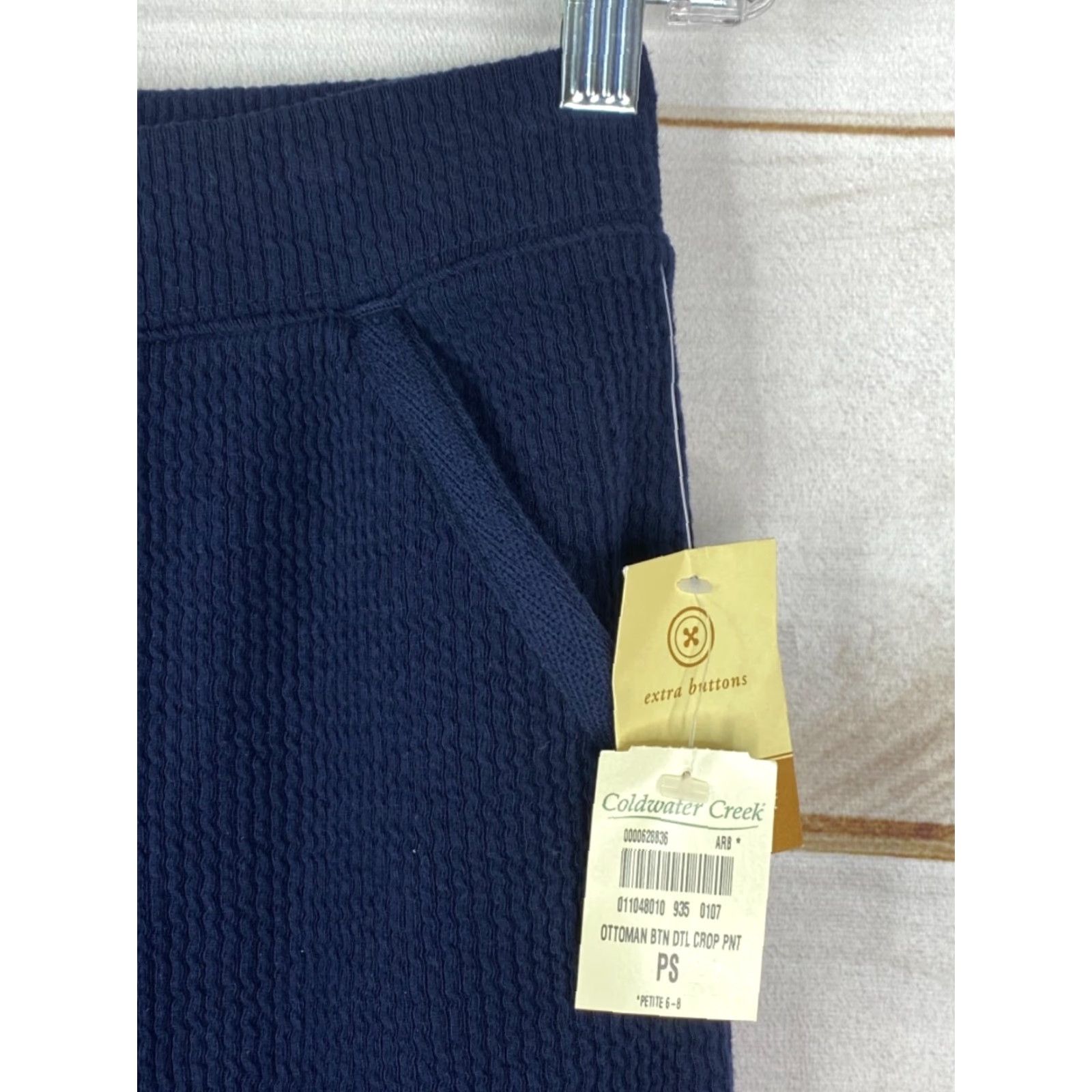 Coldwater Creek Coldwater Creek Pants Womens PS Petite NWT Blue Textured Heavy Cropped Pull On Elastic Waist Size 28" / US 6 / IT 42 - 6 Thumbnail