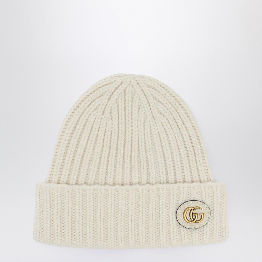 Gucci o1d2blof0824 Size: M / Cashmere Cap With Logo in Ivory Size ONE SIZE - 1 Thumbnail