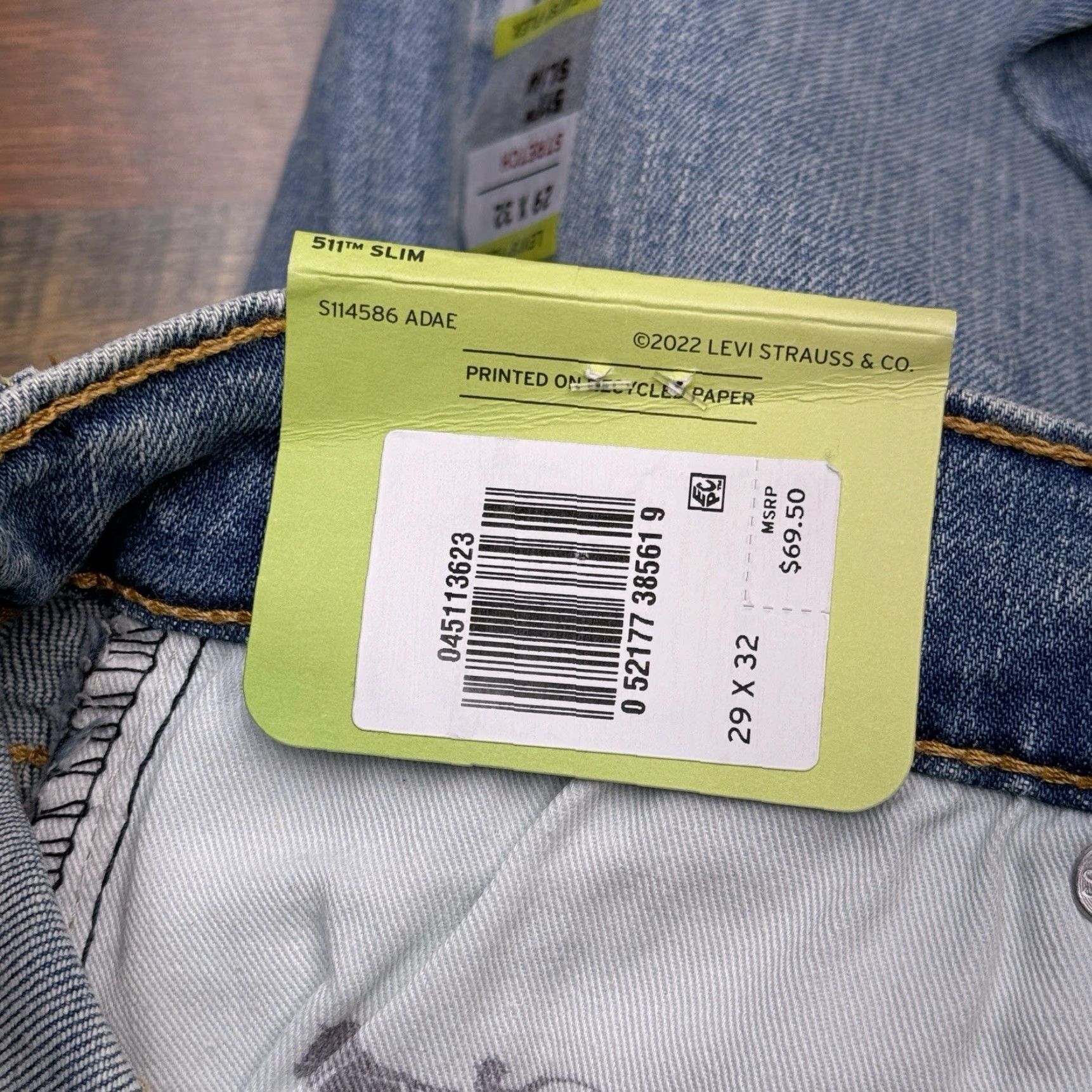Levi's Levi's Jeans 511 Slim 29x32 Regular Mens Denim Blue 99% Cotton 1% Elastane Mid Rise Stretch Size US 29 - 6 Thumbnail