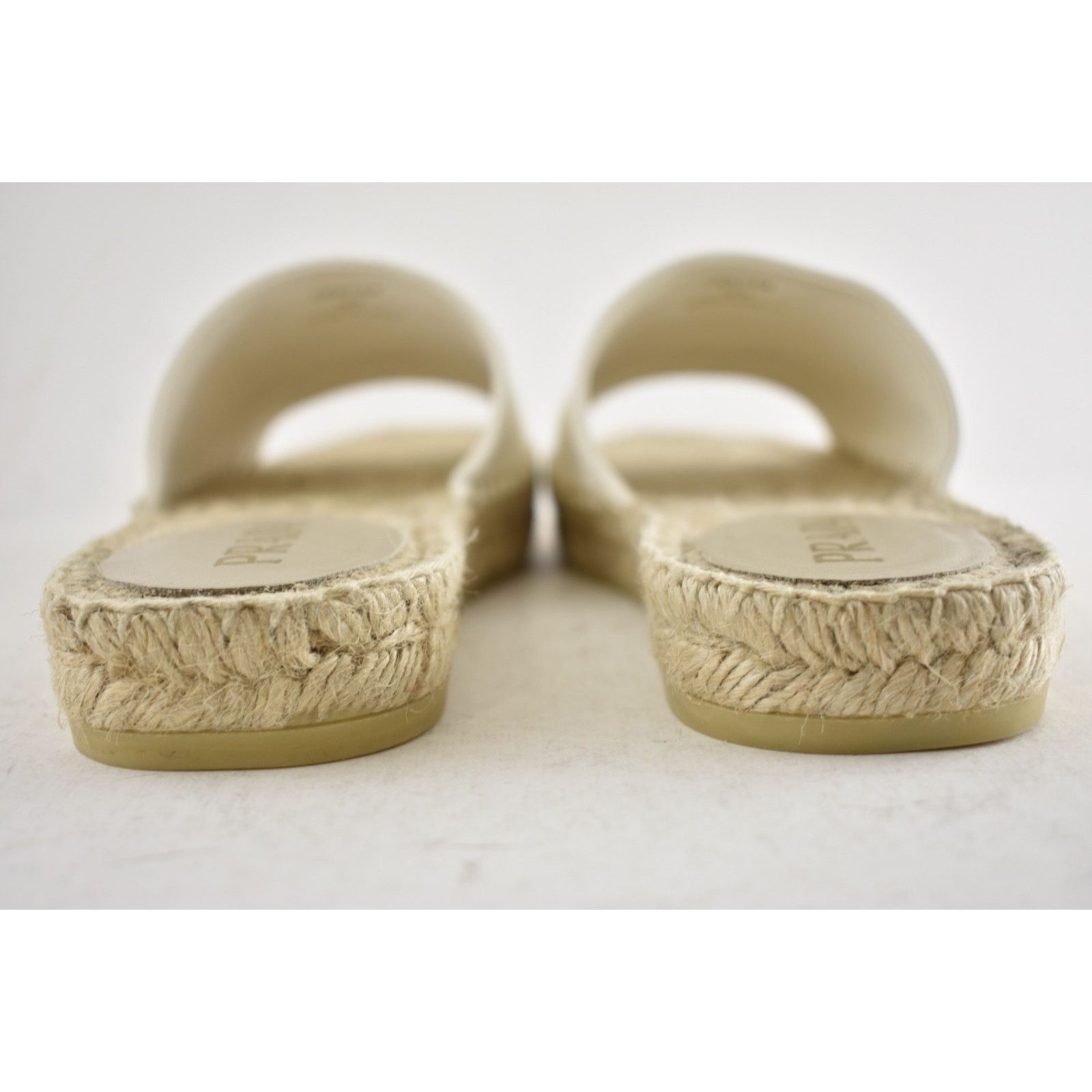 Prada Prada Gold Triangle Logo Avorio White Leather Espadrille 37 Size US 7 / IT 37 - 15 Thumbnail