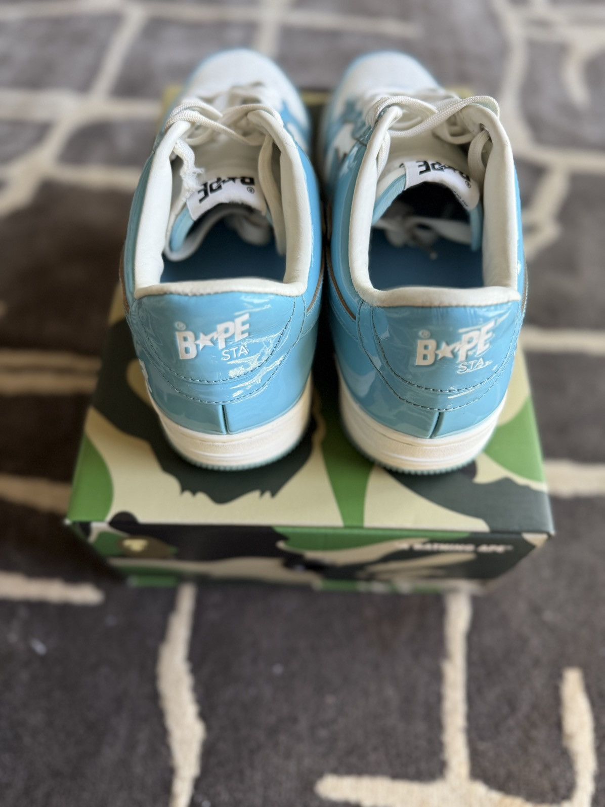 Bape A Bathing Ape Bape Sta Patent Leather Baby Blue White Size US 10 / EU 43 - 6 Thumbnail