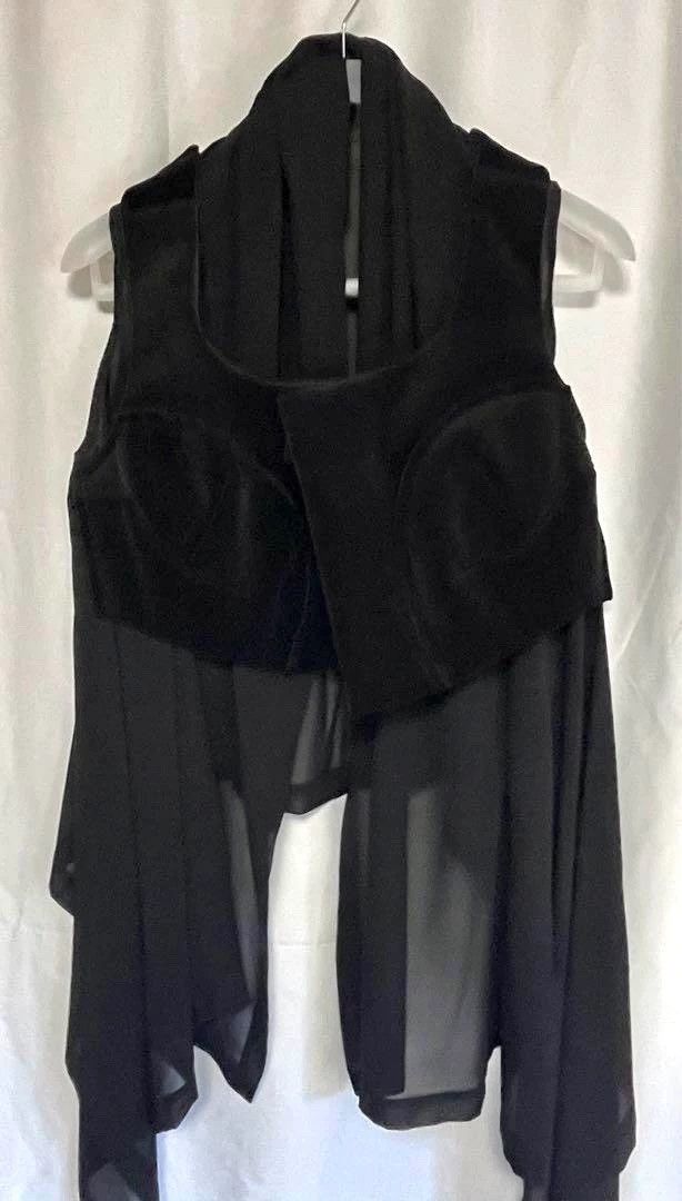 Comme des Garcons CDG Black Velvet Mesh Vest Outerwear - dmc Size US M / EU 48-50 / 2 - 1 Thumbnail