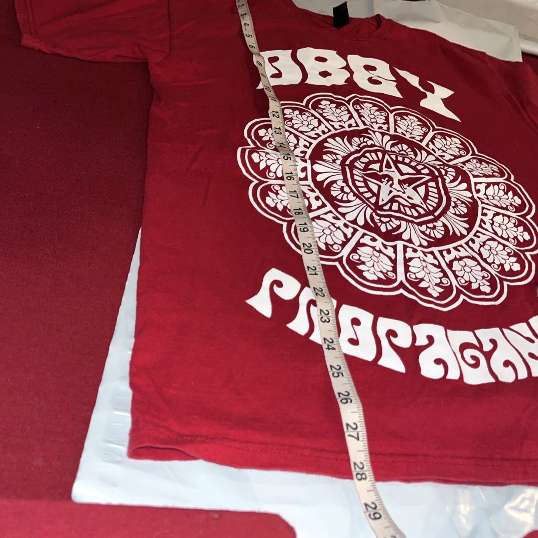 Obey VINTAGE OBEY T-SHIRT RED Propaganda Big WHITE Front graphics Mens Cotton LARGE L Size US L / EU 52-54 / 3 - 5 Thumbnail