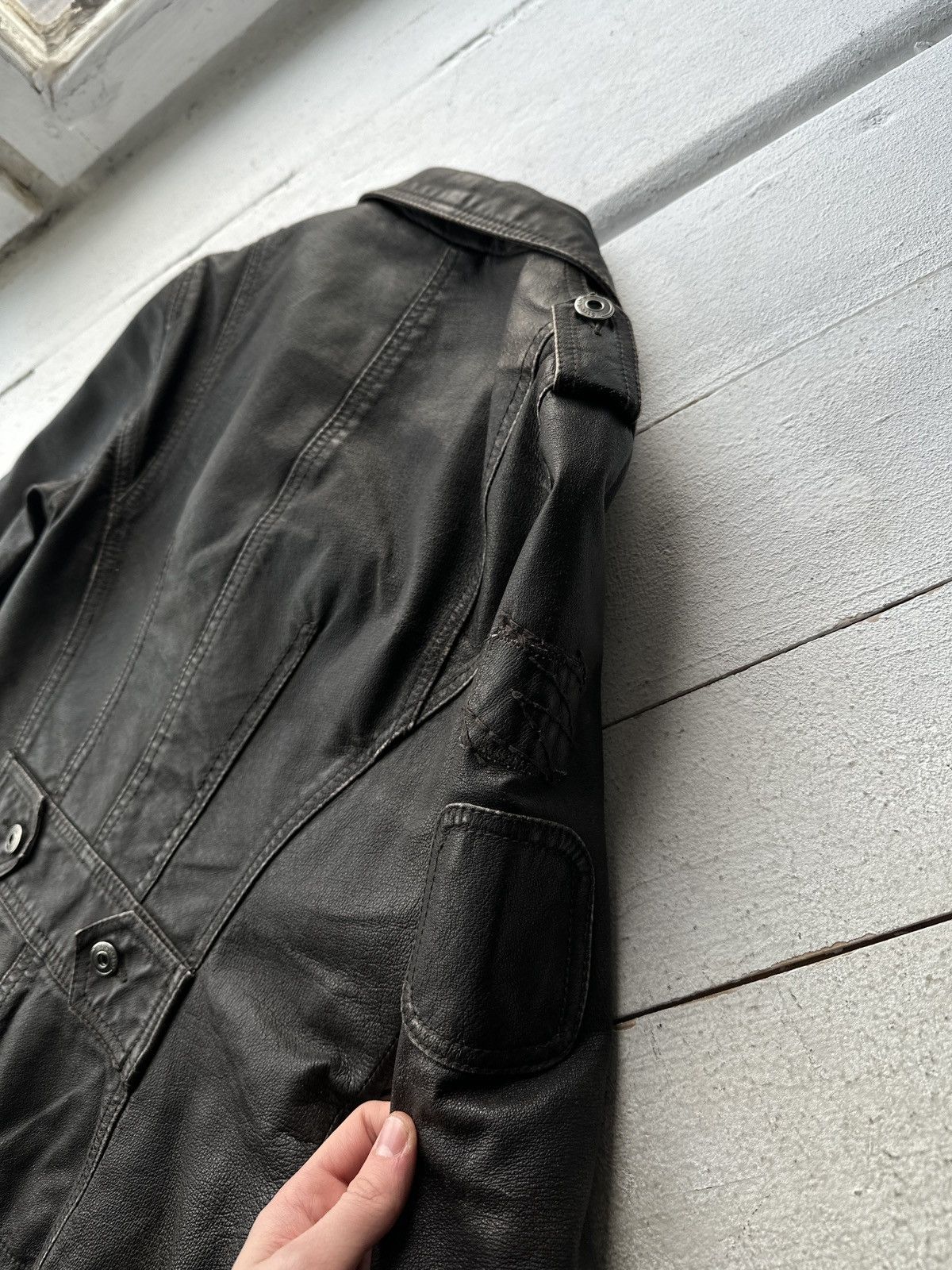 Other 🚨Y2K RICK OWENS TYPE DIRTY SLIM FIT ZIP LEATHER JACKET Size M / US 6-8 / IT 42-44 - 8 Thumbnail