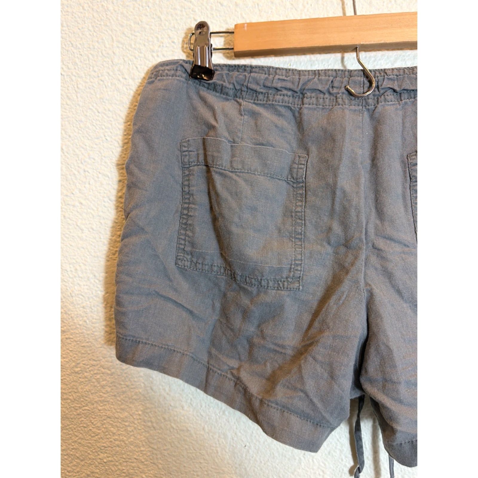 Gap Gap Chino Shorts Women's 10 Linen Cotton Olive Drawstring 34x4 Regular Green Size 32" / US 10 / IT 46 - 7 Thumbnail