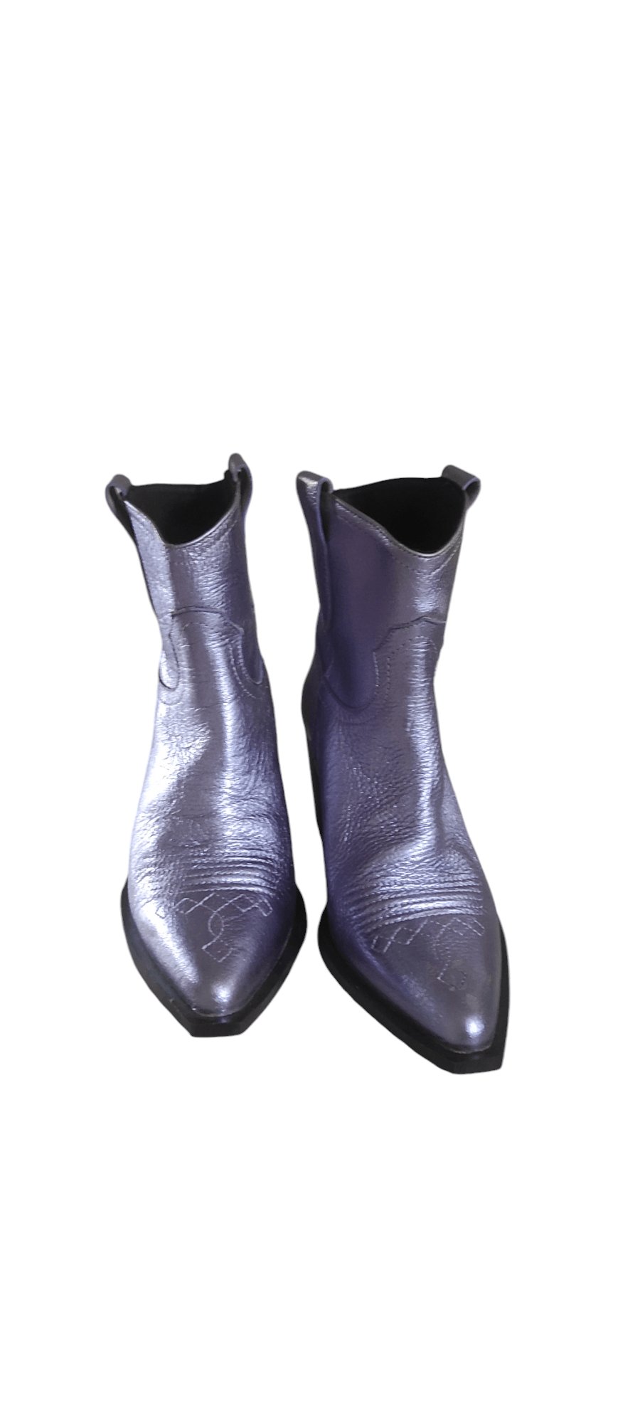 Leather VIENTY Given Galaxy Selenite Metal Cowboy Boots Made Spain Size US 8 / IT 38 - 6 Thumbnail
