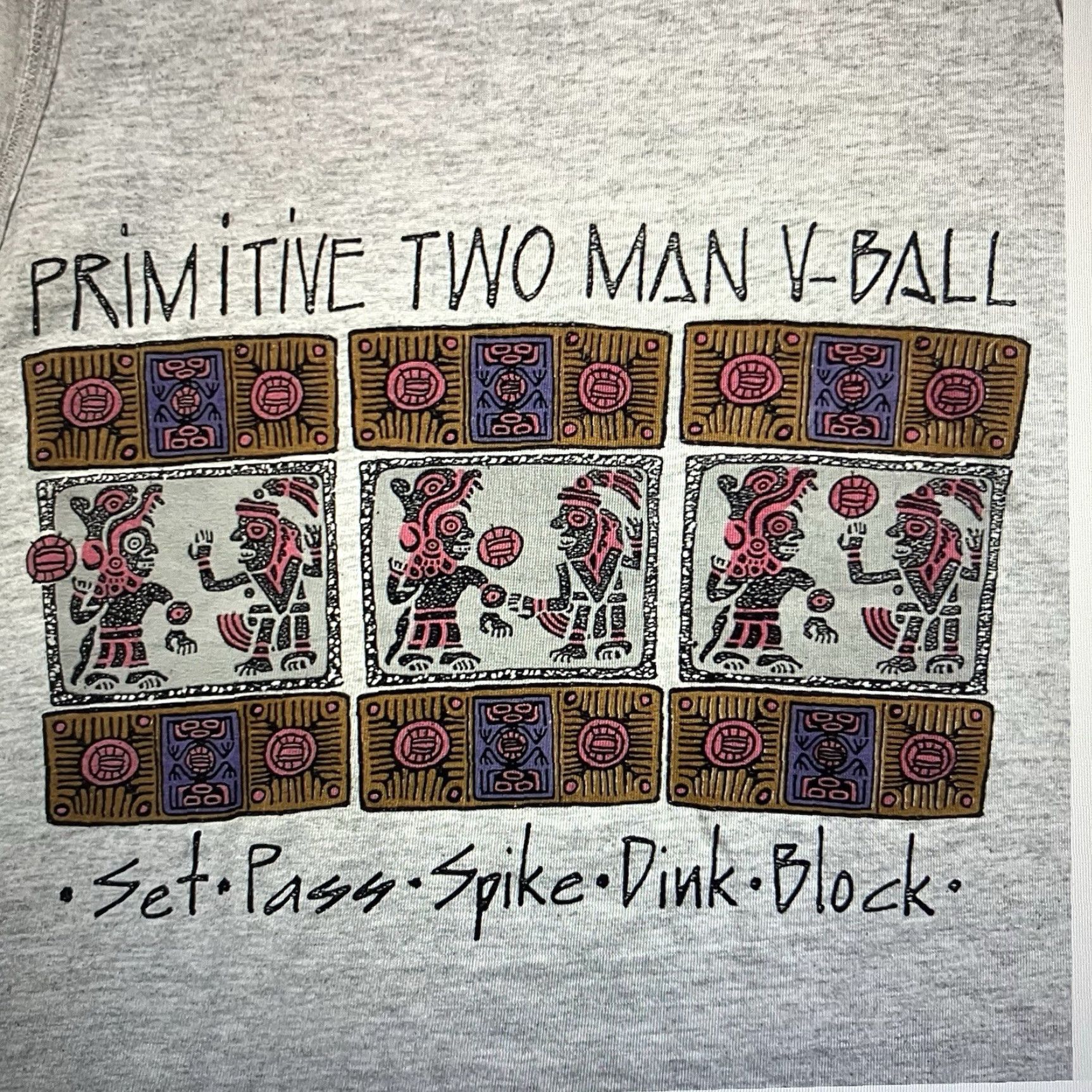 Primitive VINTAGE International Clothing Company Volleyball Tank Top Shirt Mens Large Gray Graphic Print 90s Primitive Tribal Art Adventure Time Size US L / EU 52-54 / 3 - 3 Thumbnail