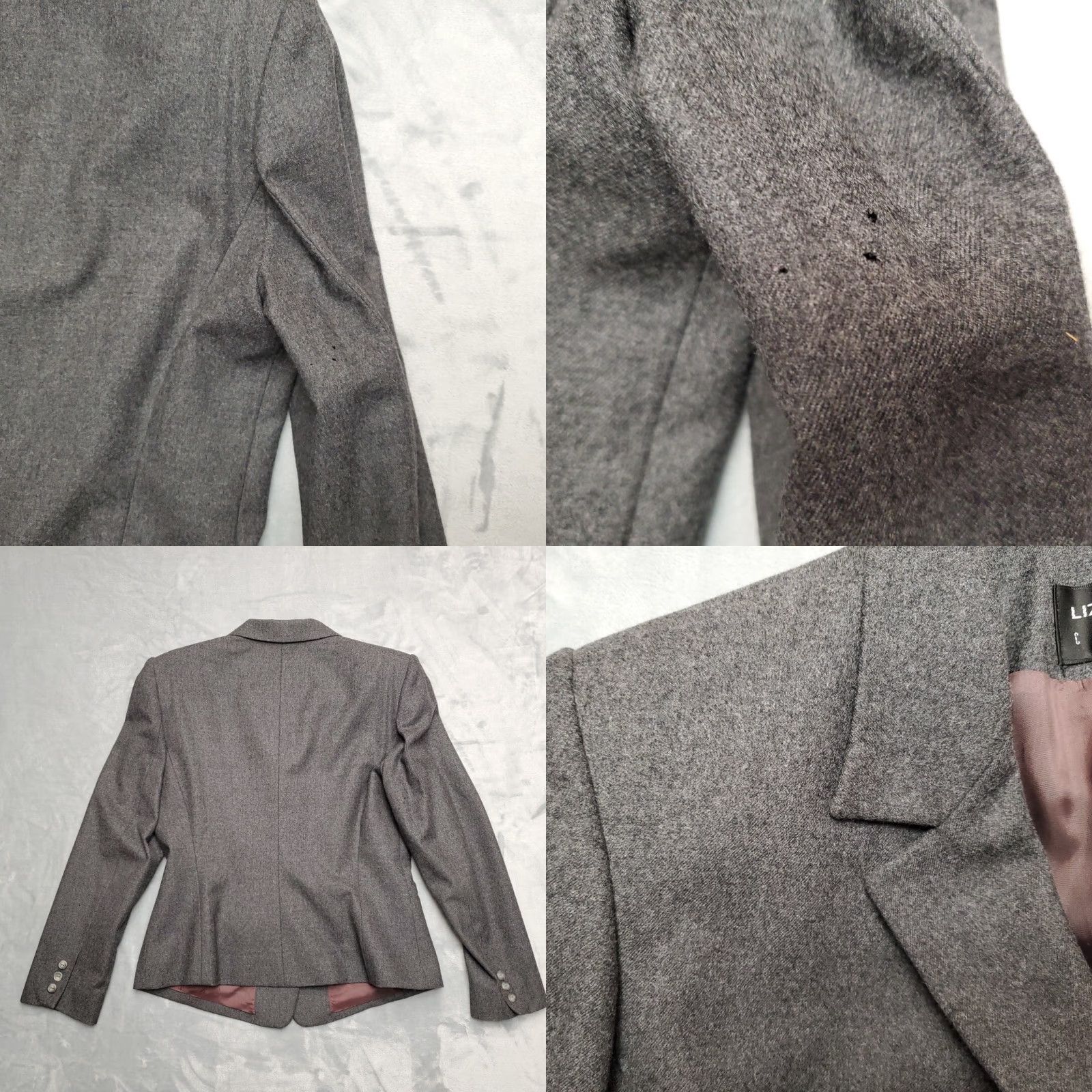 Liz Claiborne VINTAGE Liz Claiborne Blazer Womens 10 Gray Wool Jacket Lined USA Pockets Solid Button Casual Mens Womens Boys Girls Size L / US 10 / IT 46 - 8 Thumbnail