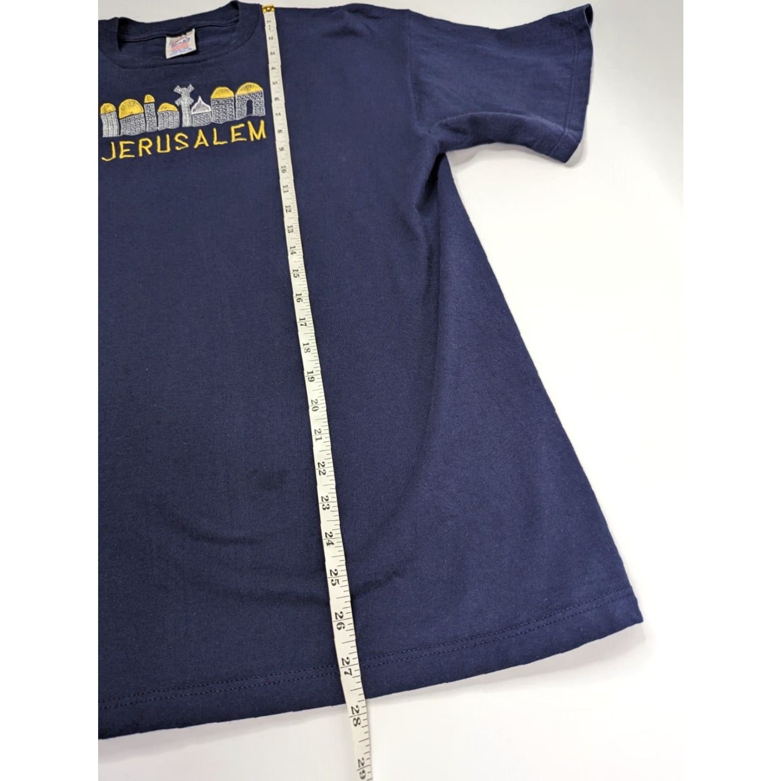 Jerzees VINTAGE Jerzees Shirt Jerusalem Navy L Blue 90s city hebrew israel jerusalem jewish lion of judah graphic embroidery crew neck Men Size US L / EU 52-54 / 3 - 4 Thumbnail