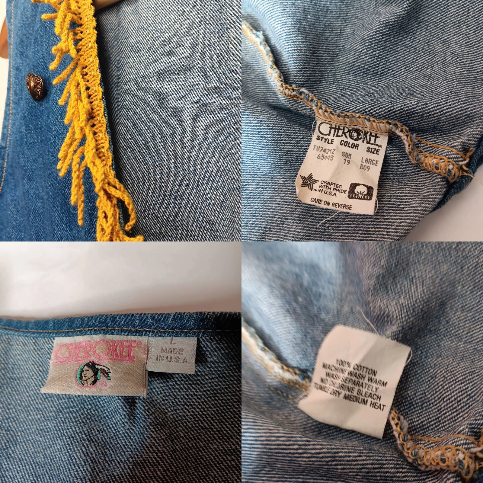 Cherokee VINTAGE Cherokee Western Vest Women L Blue Denim Fringe Button Cowgirl Vest Size L / US 10 / IT 46 - 8 Thumbnail