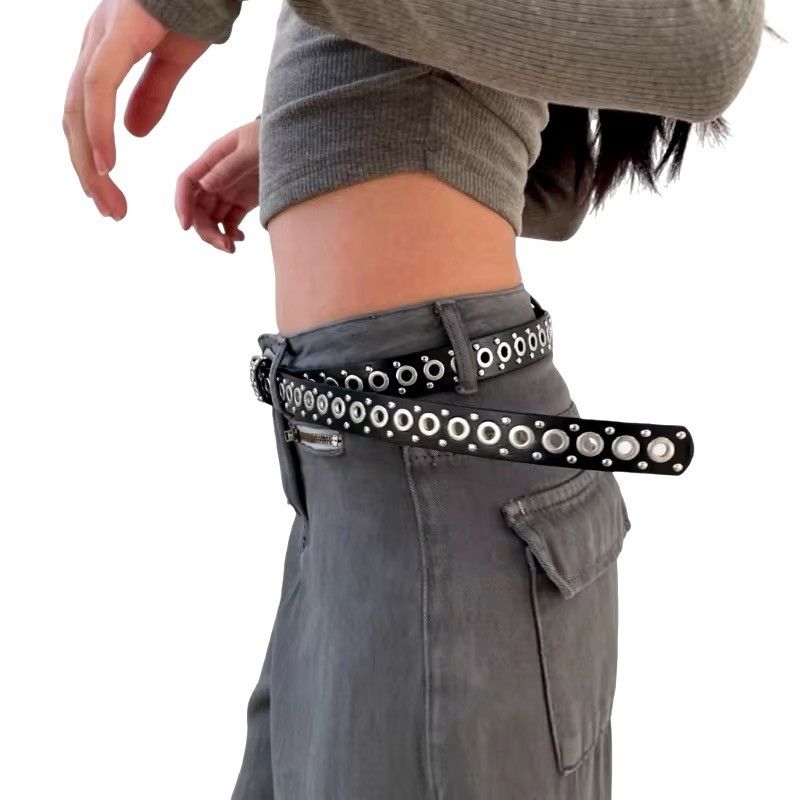 Japanese Brand × Vintage Outdoor y2k Punk PU leather hole belt Size ONE SIZE - 2 Thumbnail
