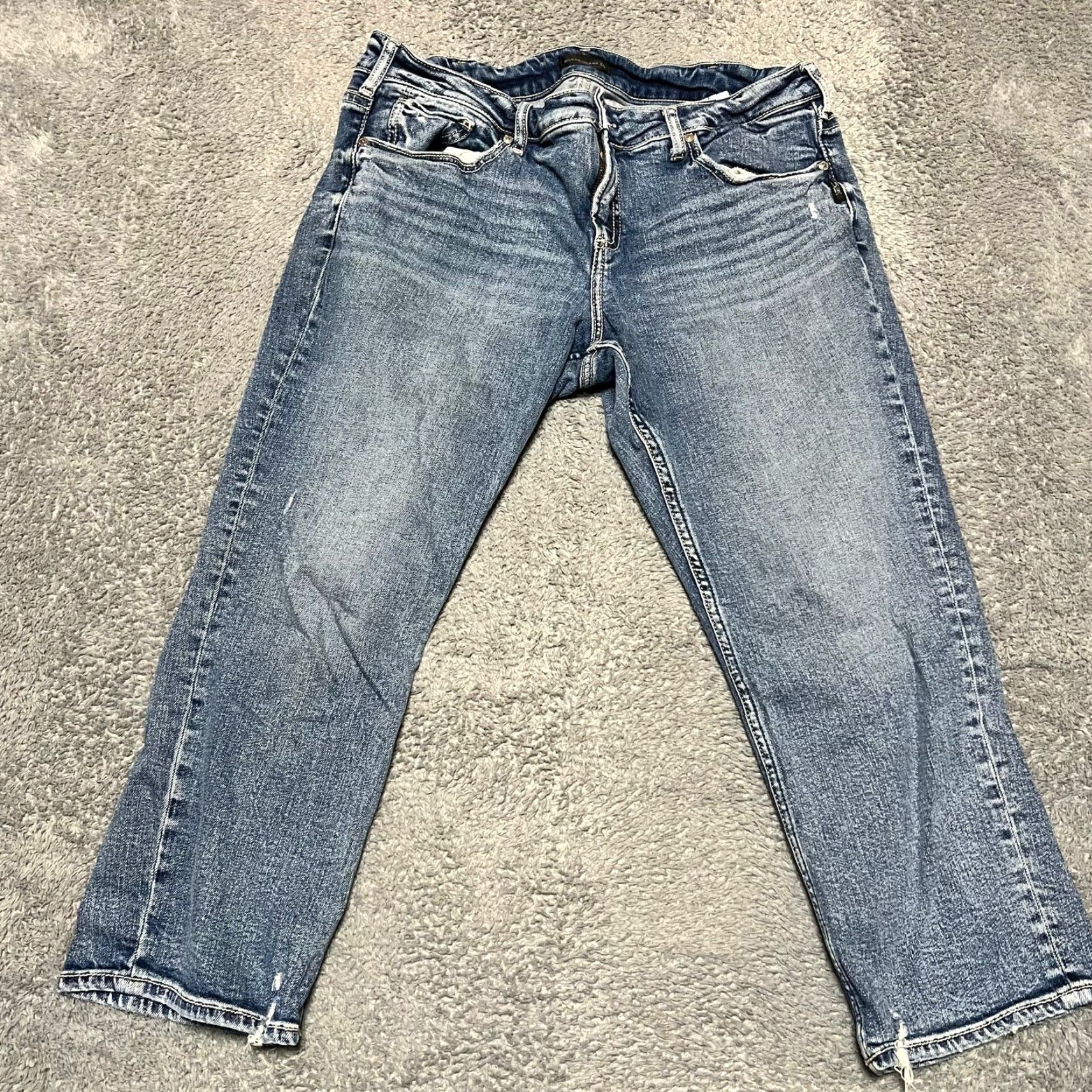 Silver Jeans Co. Silver Jeans Elyse Capri Womens 34 38x23.5 Blue Western Contrast Stitch Capri Womens Plus 34 Jeans Blue Western Contrast Stitch Size 24" / US 00 / IT 34 - 3 Thumbnail