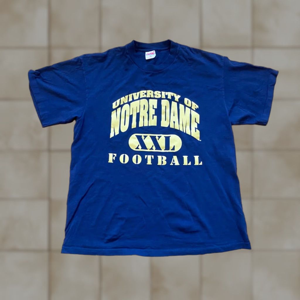 Vintage VINTAGE Notre Dame Shirt Single Stitch Adult XL Sz Mens Blue Short Sleeve Size US XL / EU 56 / 4 - 1 Thumbnail