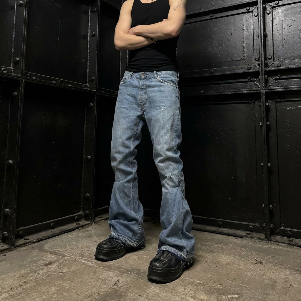 Japanese Brand rare flared blue jeans bootcut Size US 34 / EU 50 - 2 Thumbnail