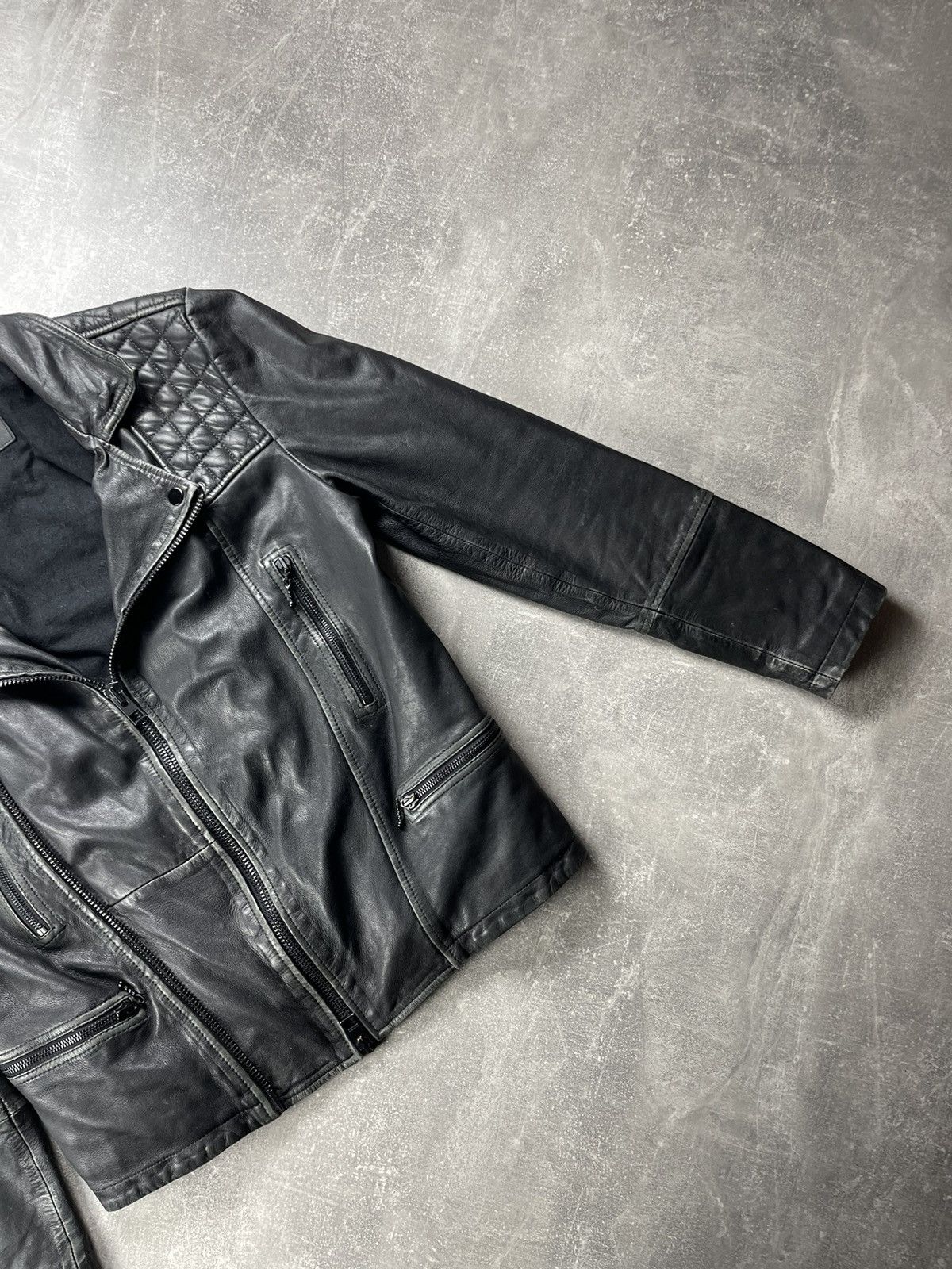 Allsaints ALLSAINTS Quilted Distressed Biker Leather Jacket 2010s Size US S / EU 44-46 / 1 - 5 Thumbnail