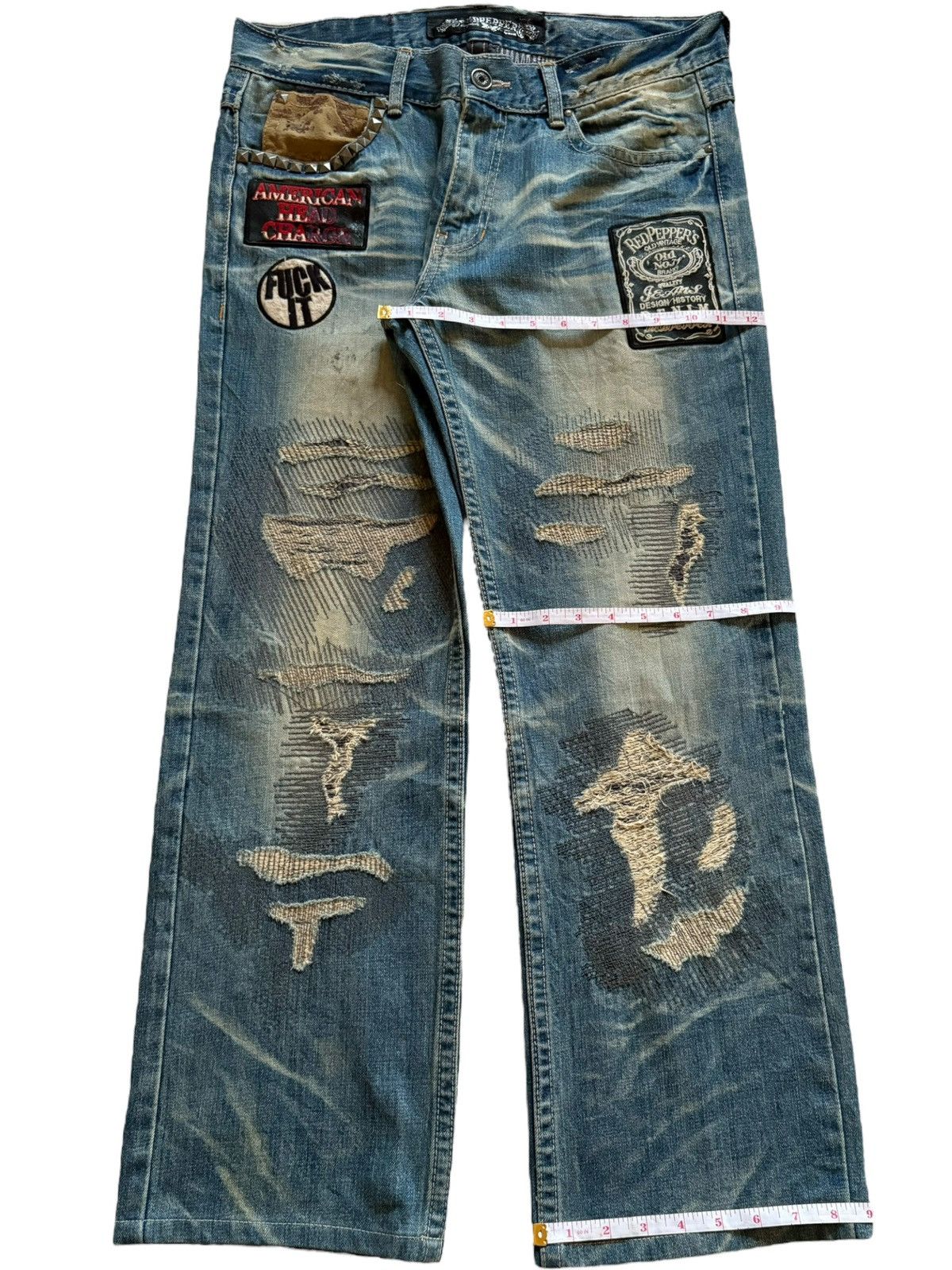 Japanese Brand Vintage Japanese Brand Mud Wash Patch Distressed Baggy Jeans Size US 34 / EU 50 - 16 Thumbnail