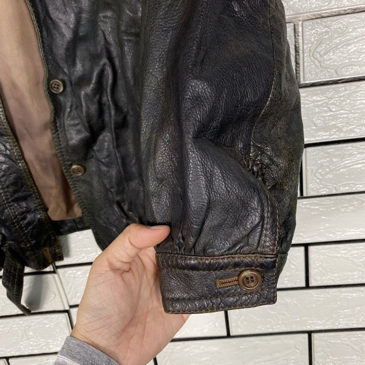 Japanese Brand 📌Vintage Leather Jacket Button Blanket Issey Miyake Size US M / EU 48-50 / 2 - 15 Thumbnail