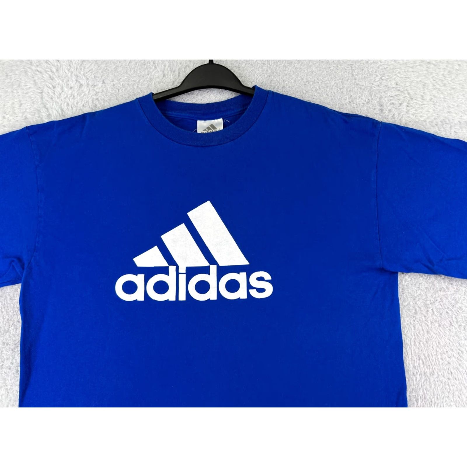 Adidas Adidas Shirt Mens Large Blue Short Sleeve Crew Neck Cotton Logo T-Shirt, Jersey, Sports, 90s? Size US L / EU 52-54 / 3 - 6 Thumbnail