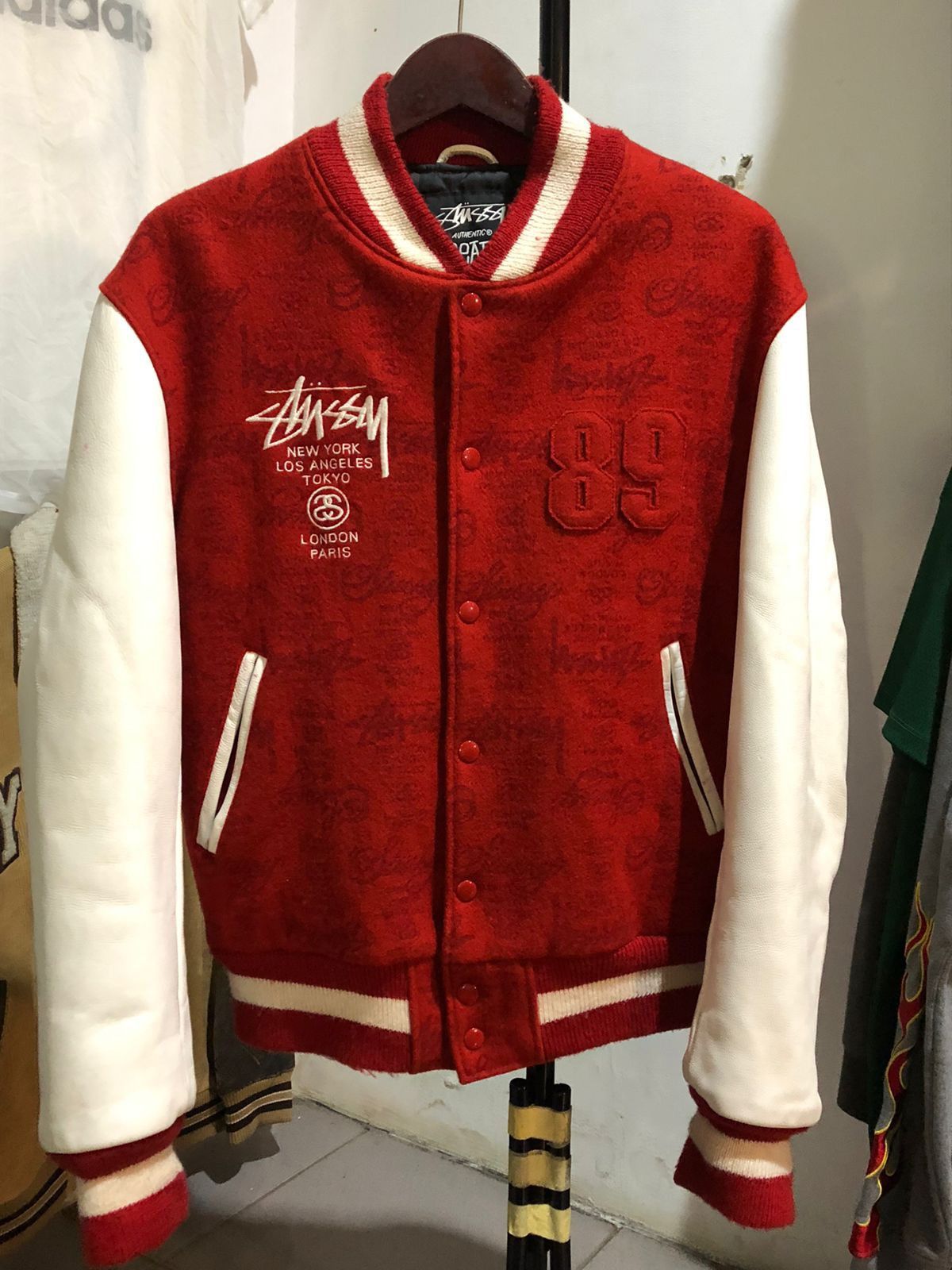 Stussy × Wales Bonner Stussy Wales Bonner Leather Varsity Jacket