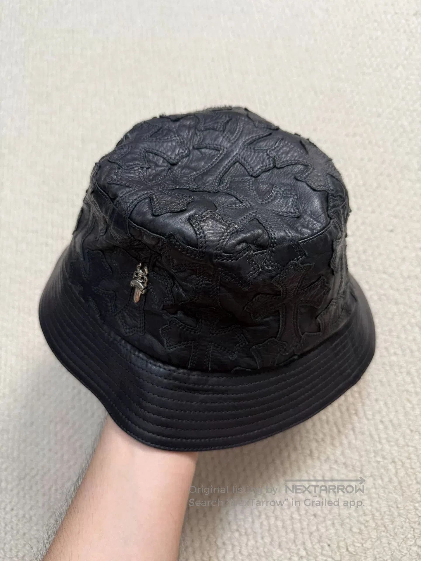 Chrome Hearts Chrome Hearts Silver Cross Leather Fisherman Hat. Size ONE SIZE - 2 Thumbnail