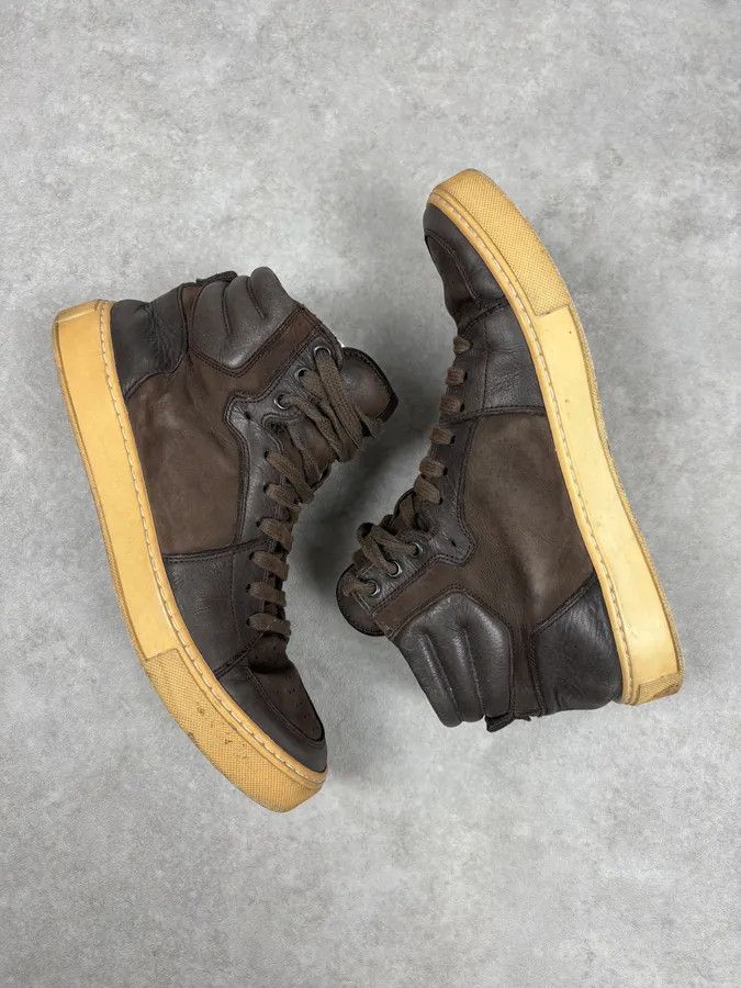 Yves Saint Laurent FW2002 Yves Saint Laurent Brown Leather High Sneakers Size US 8 / EU 41 - 7 Thumbnail