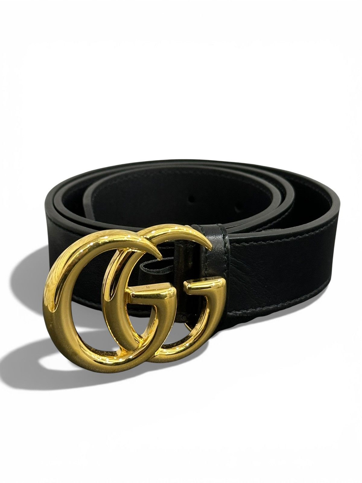 Gucci Gucci Black Gold GG Buckle Belt Size ONE SIZE - 1 Thumbnail