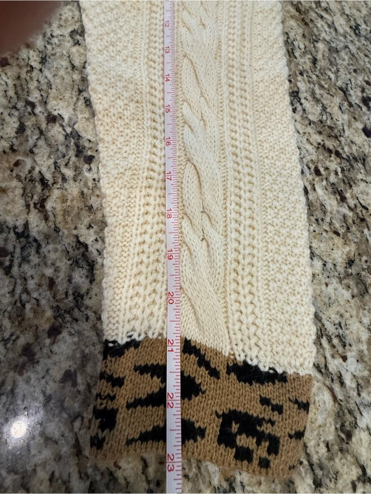 BIGI Bibi leopard print cream cable knit cardigan sweater SZ LG Size L / US 10 / IT 46 - 10 Thumbnail