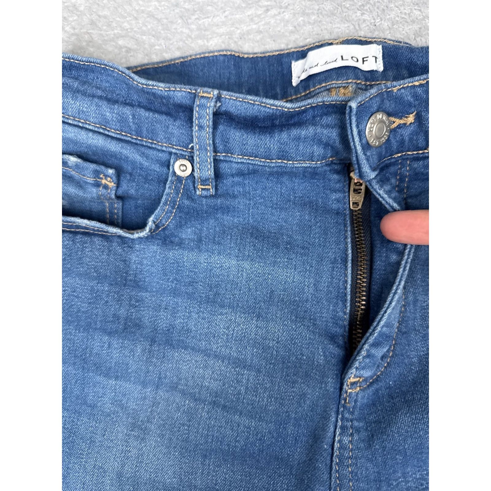 Loft LOFT Slim Crop Jeans Womens 8P Blue Medium Wash High Rise Denim 29x22 Raw Hem Petite Size Size 30" / US 8 / IT 44 - 5 Thumbnail