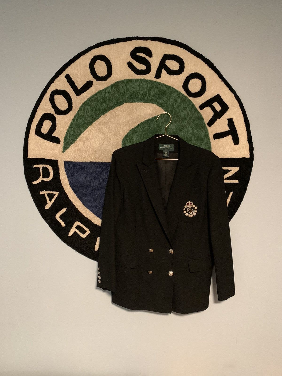 image of Polo Ralph Lauren x Ralph Lauren Lauren By Ralph Laurent Crest Blazer in Black, Women's (Size XL)