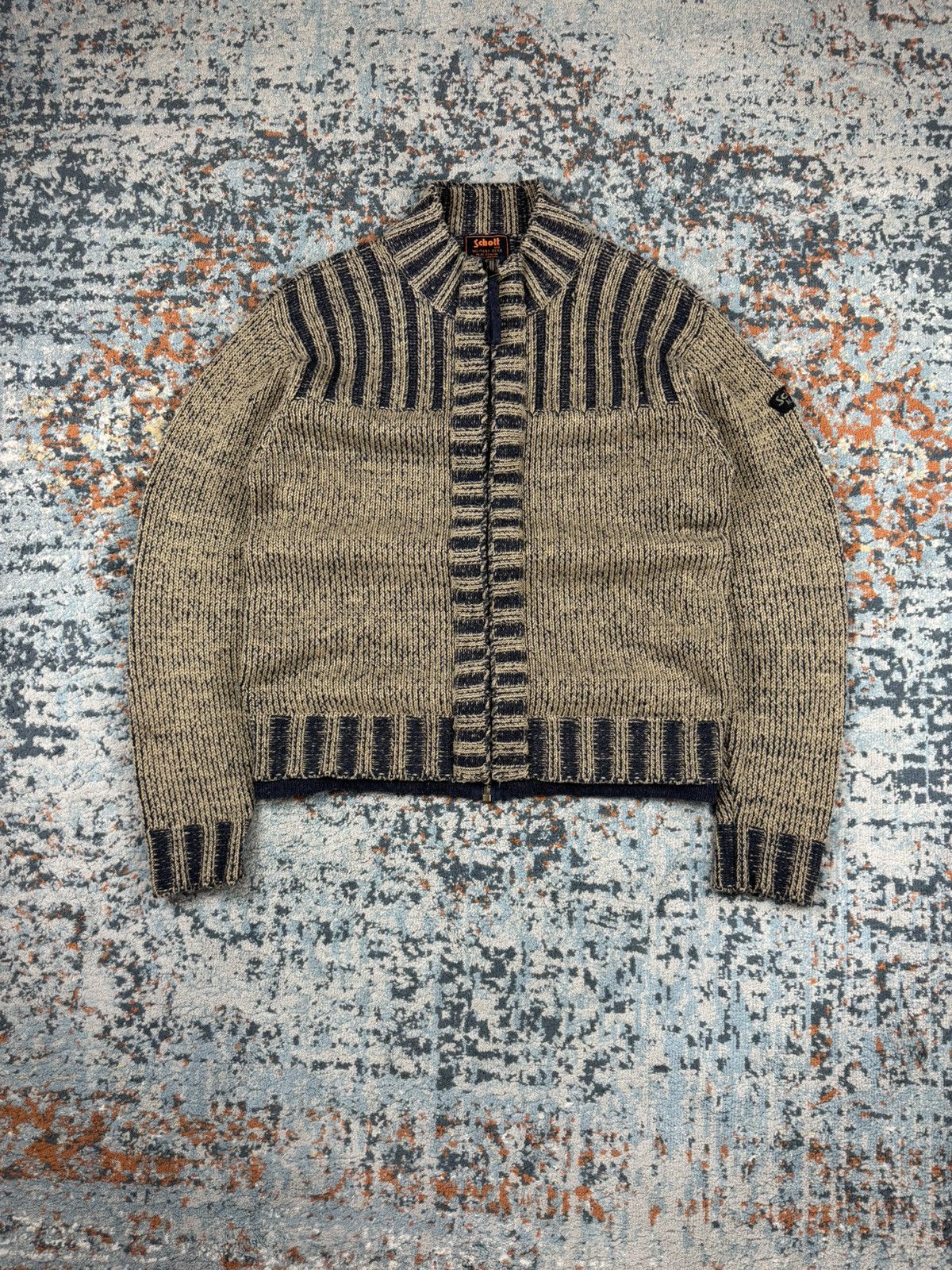 Schott × Vintage Vintage 90s Schott NYC military gear heavy zip knit sweater Size US L / EU 52-54 / 3 - 1 Thumbnail