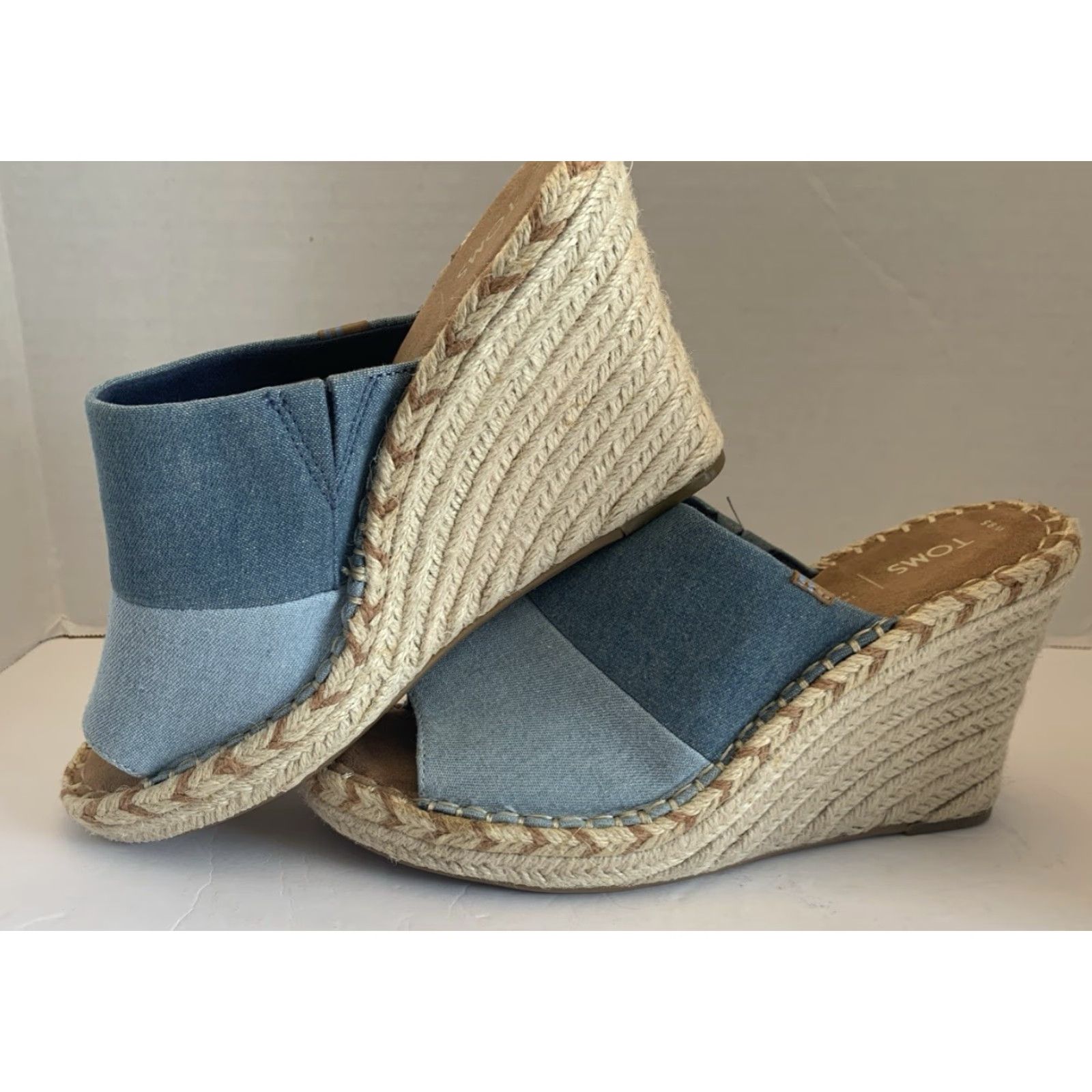 Toms TOMS Sandals Womens 9.5 Blue Wedge Heels Casual Slip-on Cloth Canvas Open Toe Breathable Comfort Vintage: No Women's Shoes Size US 10 / IT 40 - 4 Thumbnail